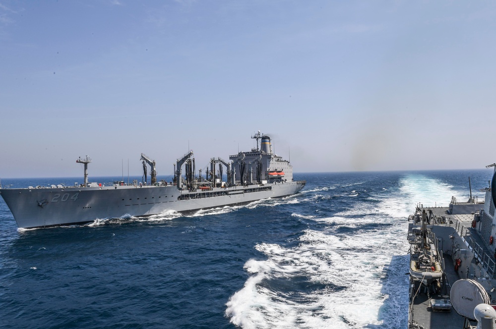 USS Wayne E. Meyer Conducts a Replenishment-at-Sea