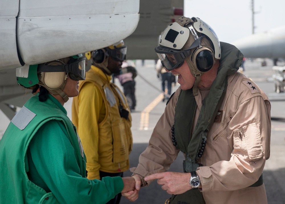 GHWB is the flagship of Carrier Strike Group (CSG) 2, which is comprised of the staff of CSG-2; GHWB; the nine squadrons and staff of Carrier Air Wing (CVW) 8; Destroyer Squadron (DESRON) 22 staff and guided-missile destroyers USS Laboon (DDG 58) and USS