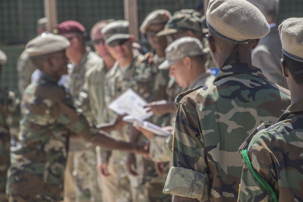 AFRICOM trainers share logistics expertise with Somali National Army partners, first class graduates