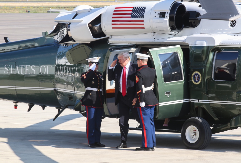President Donald Trump speaks to U.S. service members overseas