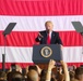 President Donald Trump speaks to U.S. service members overseas