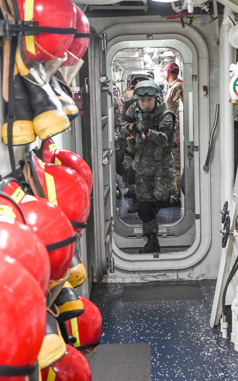 USS Wayne E. Meyer and the Republic of Korea Navy Ship Conduct a Bilateral VBSS Training Exercise