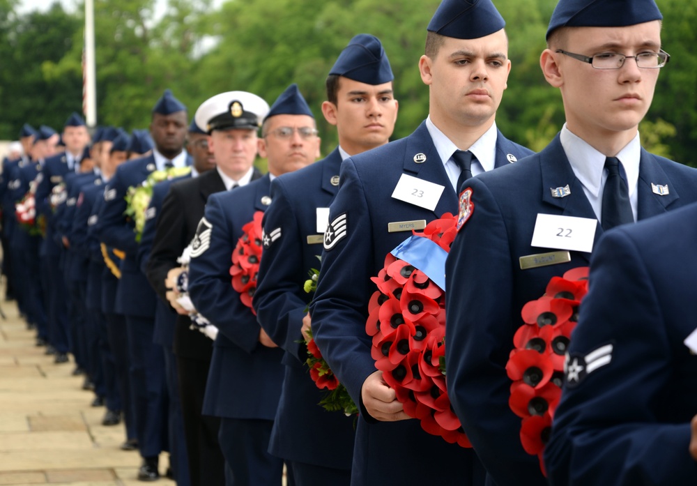 U.S. Service members honor the fallen during Madingley Memorial Day Ceremony