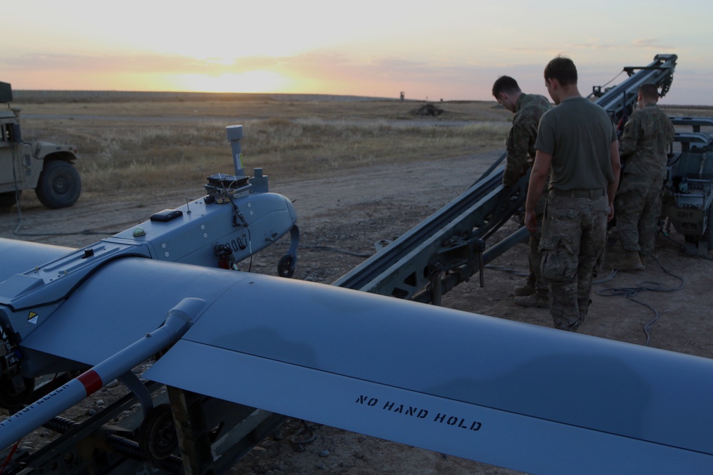 U.S. Army Soldiers launch remotely piloted aircraft
