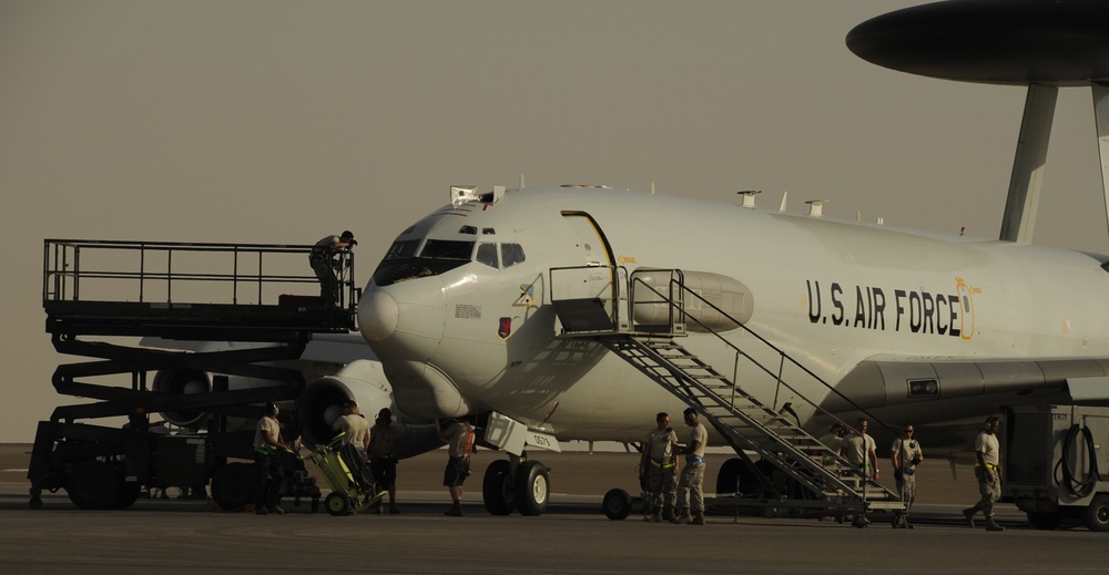 Deployed maintenance Airmen enable 40-year-old AWACS mission