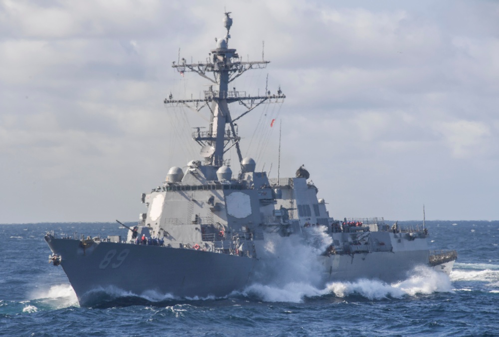 USS Mustin Conducts a Replenishment-at-Sea