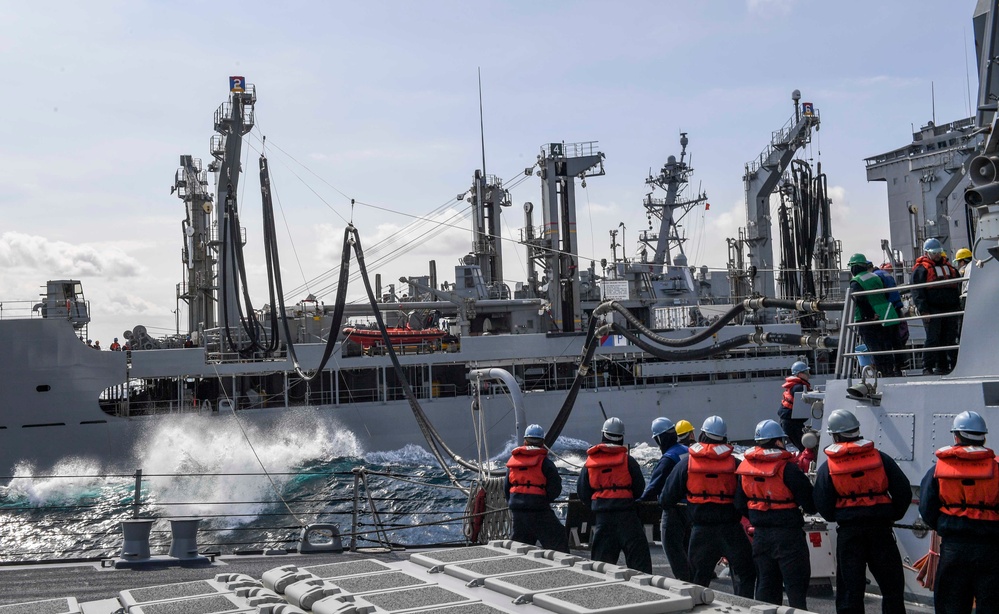 USS Wayne E. Meyer Conducts a Replenishment-at-Sea