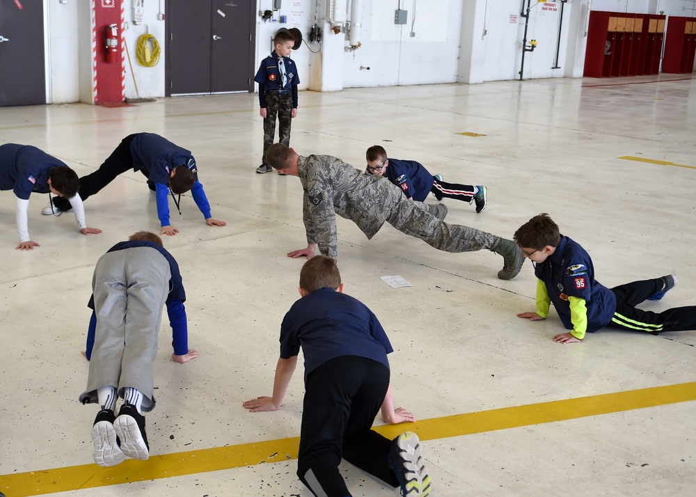 Cub Scouts get down for pushups