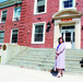 Marcia Flangan stands in front of LeJeune Hall