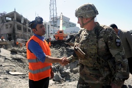 Resolute Support leadership visits blast site, stands with emergency responders