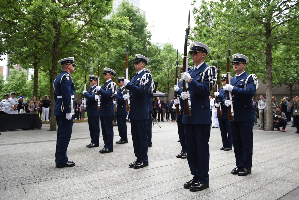 Coast Guard Ceremonial Honor Guard's silent drill team participate in Fleet Week New York 2017