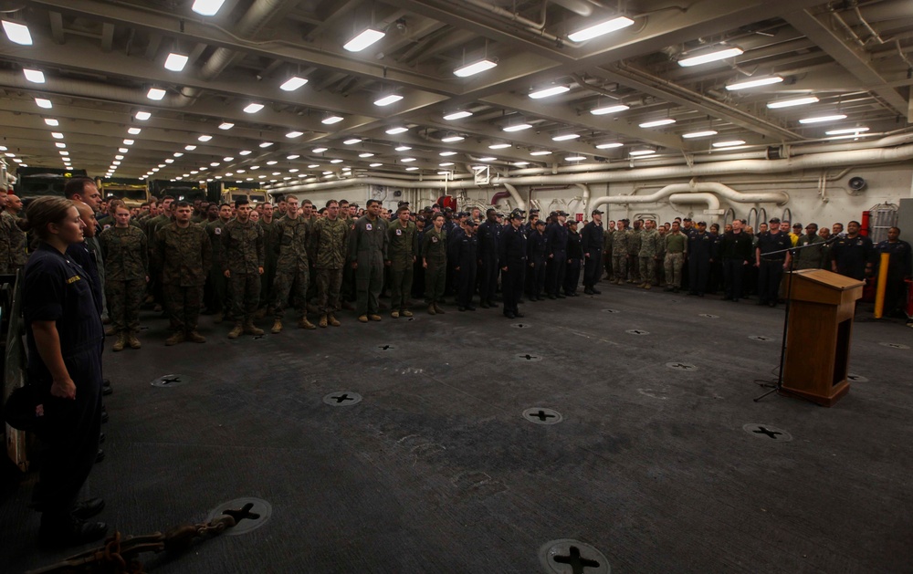 Rear Admiral Myers visits Marines and Sailors aboard USS San Diego