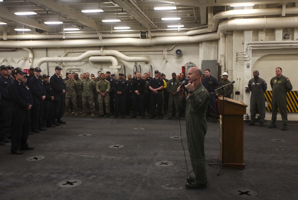 Rear Admiral Myers visits Marines and Sailors aboard USS San Diego