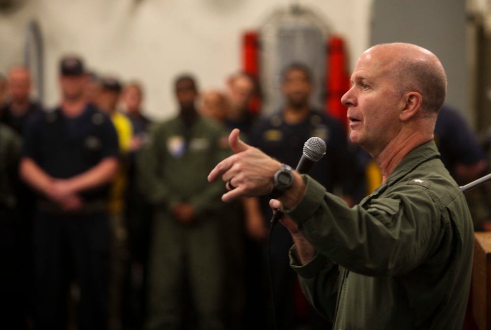 Rear Admiral Myers visits Marines and Sailors aboard USS San Diego