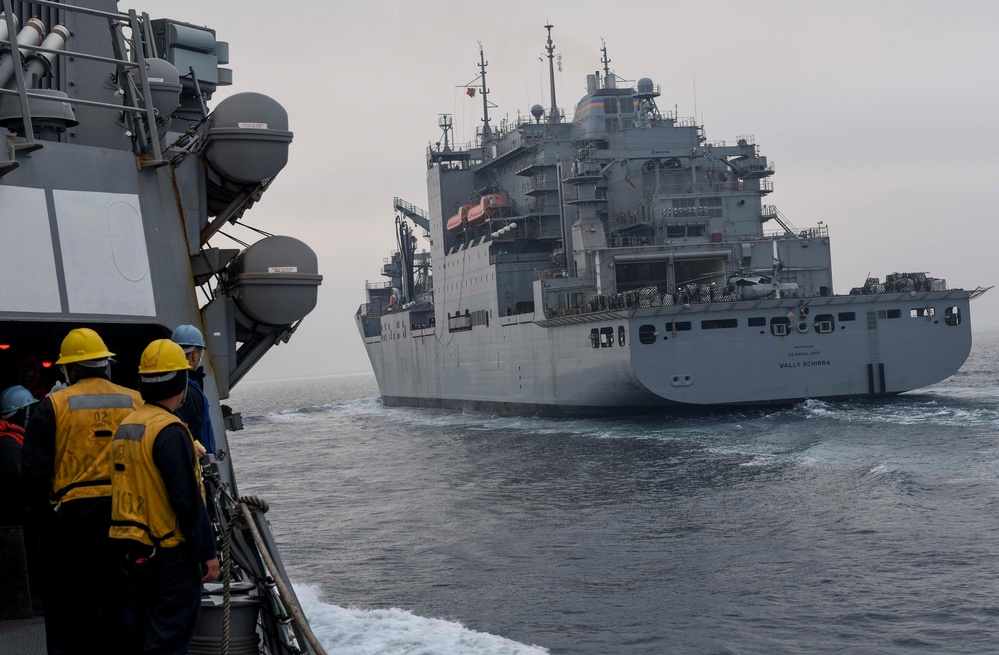 USS Wayne E. Meyer Conducts a Replenishment-at-Sea