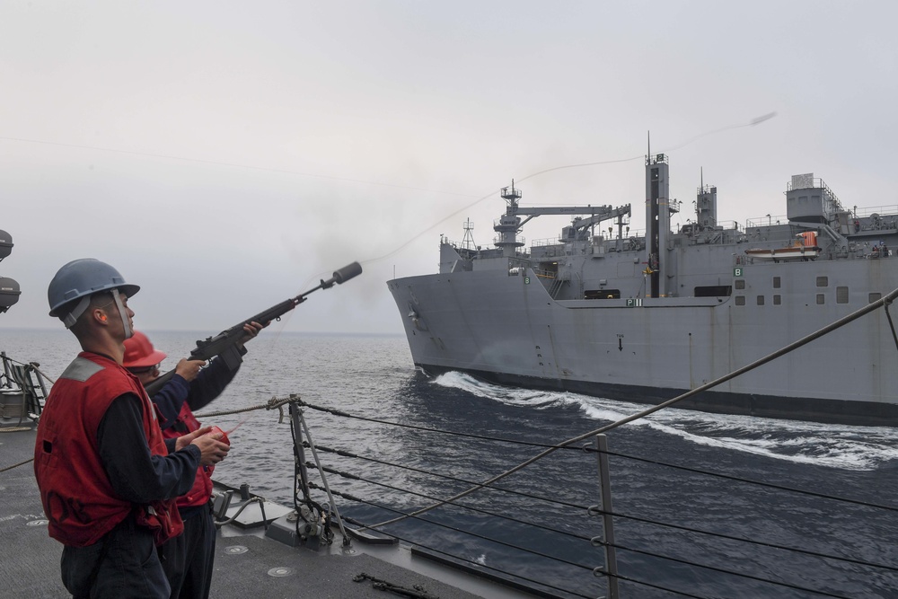 USS Wayne E. Meyer Conducts a Replenishment-at-Sea