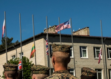 Flags Unfurl during Opening Ceremony Saber Strike 17