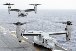 USS Bonhomme Richard (LHD 6) Arrival of Marine Medium Tiltrotor Squadron (VMM) 265 MV-22B Ospreys