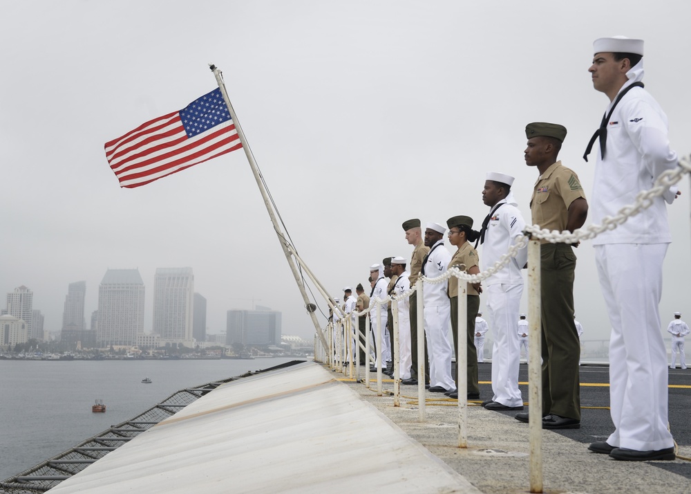 Sailors And Marines Man The Rails