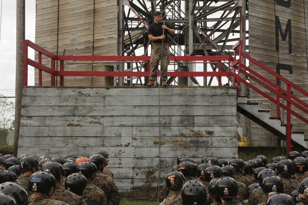 Mike and Oscar Company Conduct the Rappel Tower