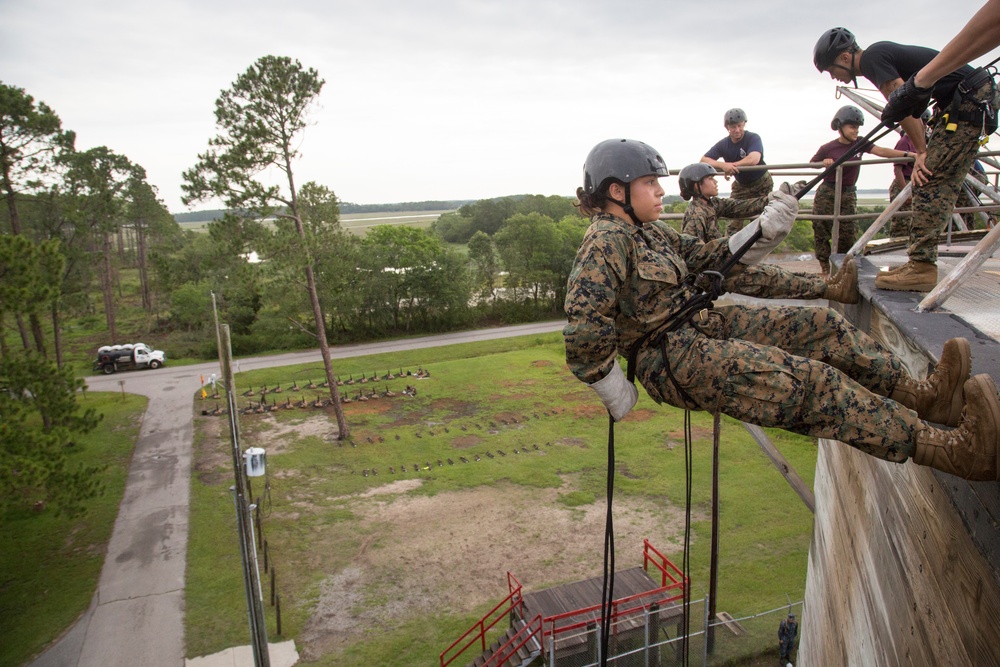 Mike and Oscar Company Conduct the Rappel Tower