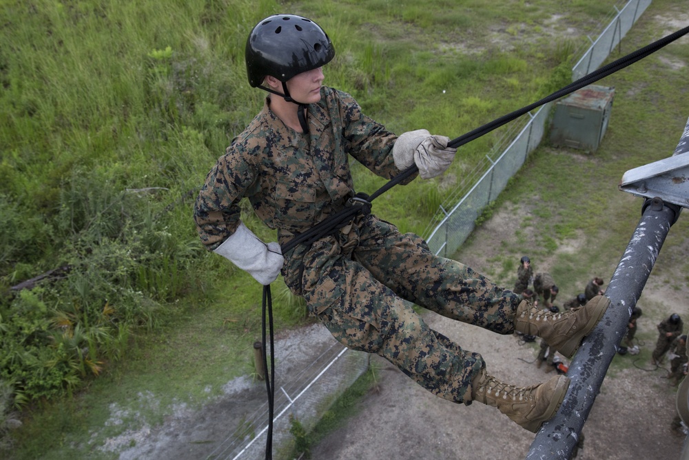 Mike and Oscar Company Conduct the Rappel Tower