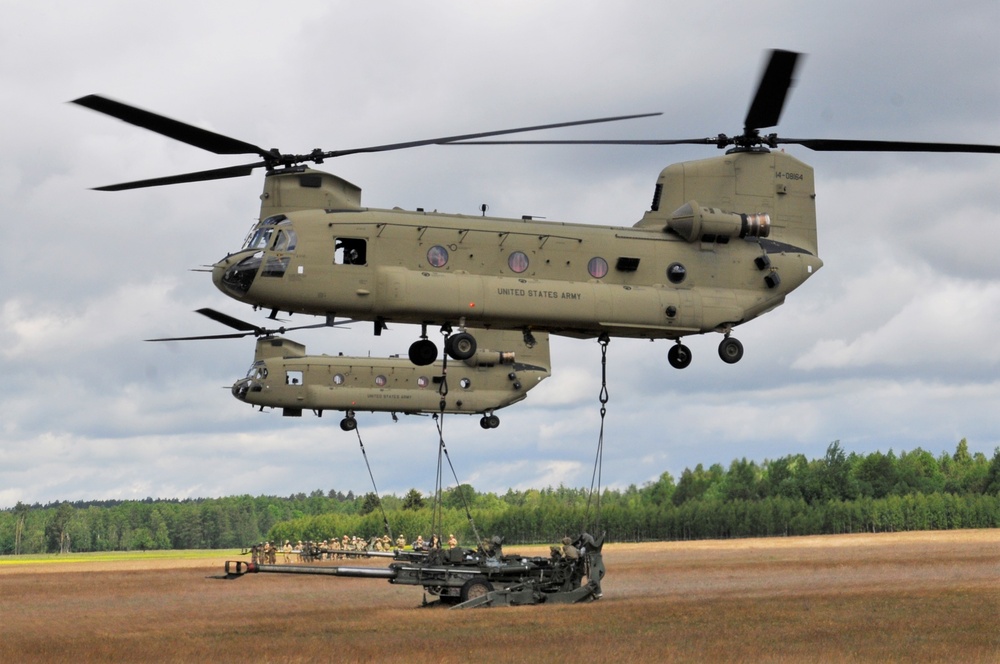 M777 Howitzer Sling Load Training in Orzysz Poland