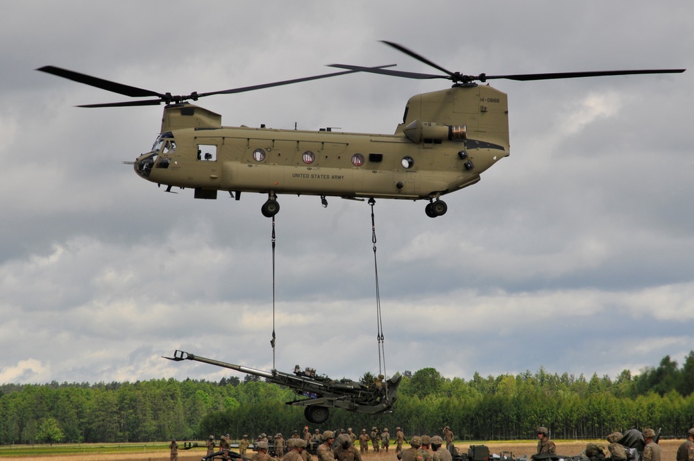 M777 Howitzer Sling Load Training in Orzysz Poland