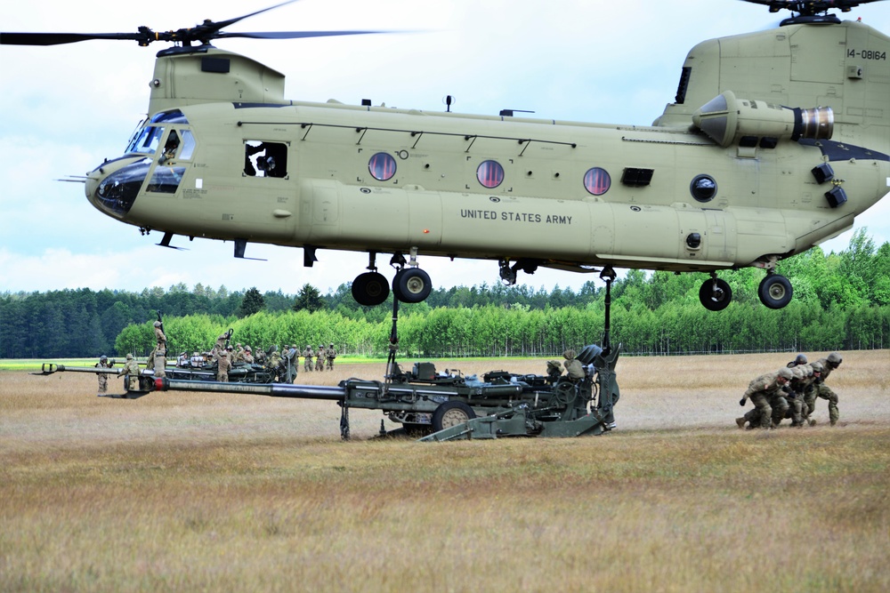 M777 Howitzer Sling Load Training in Orzysz Poland