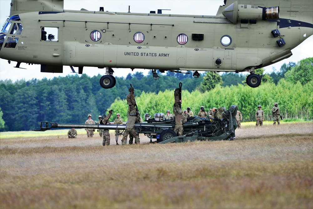 M777 Howitzer Sling Load Training in Orzysz Poland