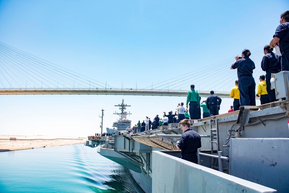 GHWB is the flagship of Carrier Strike Group (CSG) 2, which is comprised of the staff of CSG-2, GHWB, the nine squadrons and staff of Carrier Air Wing (CVW) 8, Destroyer Squadron (DESRON) 22 staff and guided-missile destroyers USS Laboon (DDG 58) and USS