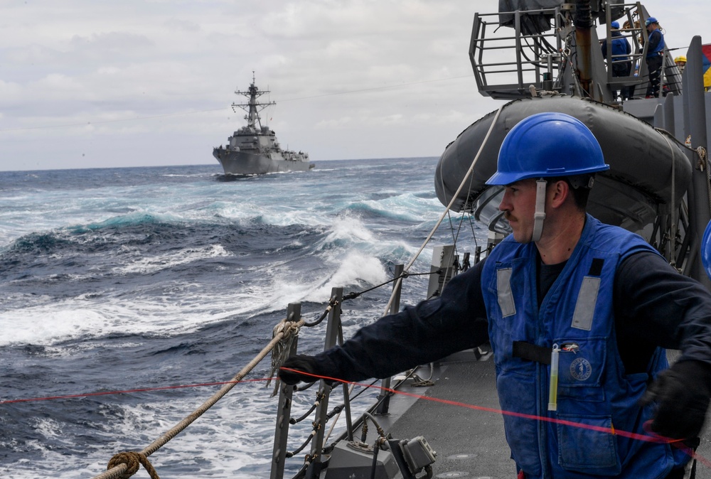 USS Wayne E. Meyer Conducts a Replenishment-at-Sea