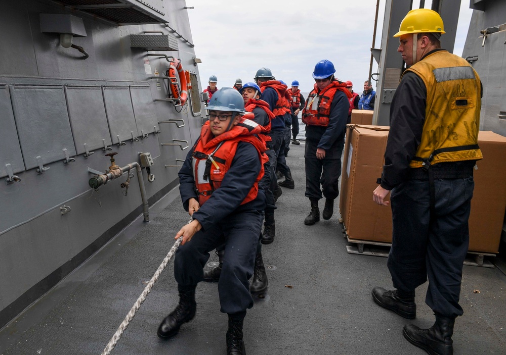 USS Wayne E. Meyer Conducts a Replenishment-at-Sea