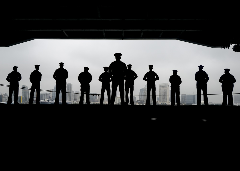 Nimitz Sailors Man the Rails