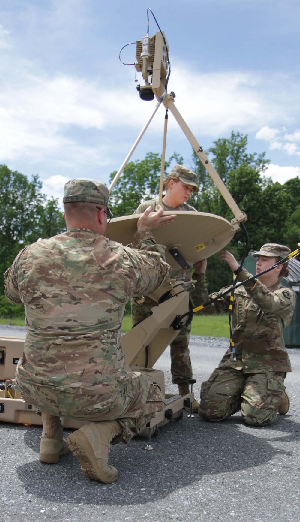 Soldiers set up satellite