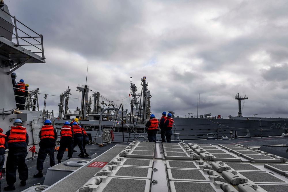 USS Wayne E. Meyer Conducts a Replenishment-at-Sea