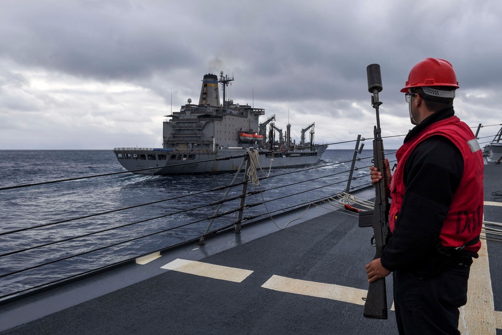 USS Wayne E. Meyer Conducts a Replenishment-at-Sea