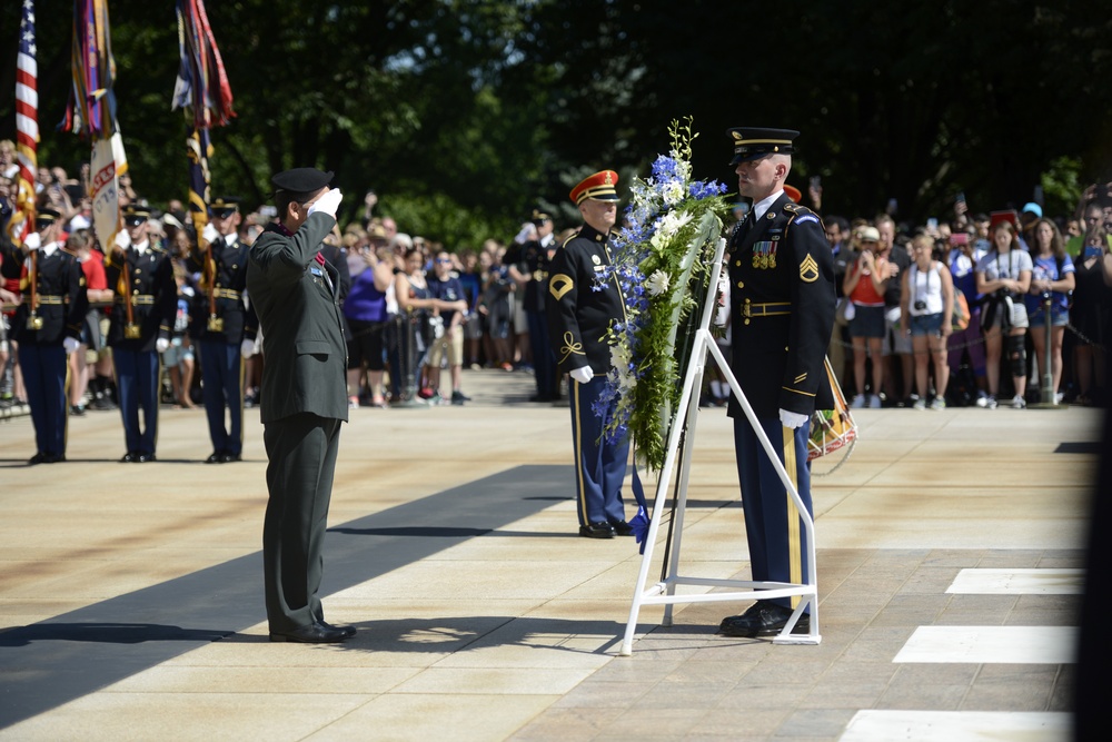 Maj. Gen. Yaacov Barak, commander, Israel Ground Forces Command participates in an Army Full Honors Wreath Laying Ceremony at the Tomb of the Unknown Soldier