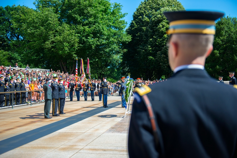 Maj. Gen. Yaacov Barak, commander, Israel Ground Forces Command participates in an Army Full Honors Wreath Laying Ceremony at the Tomb of the Unknown Soldier