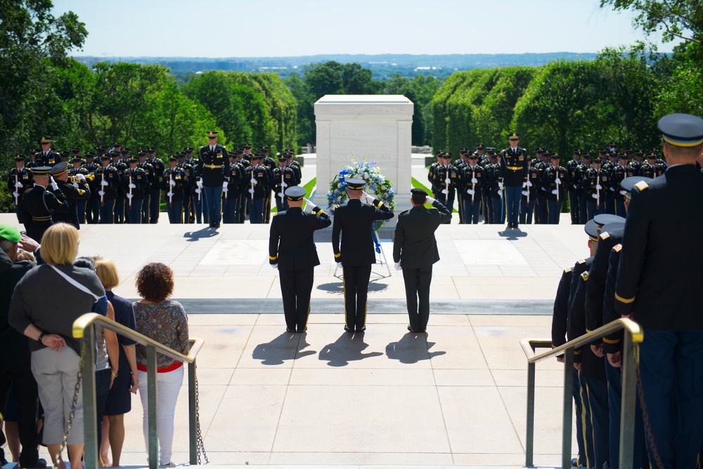 Maj. Gen. Yaacov Barak, commander, Israel Ground Forces Command participates in an Army Full Honors Wreath Laying Ceremony at the Tomb of the Unknown Soldier