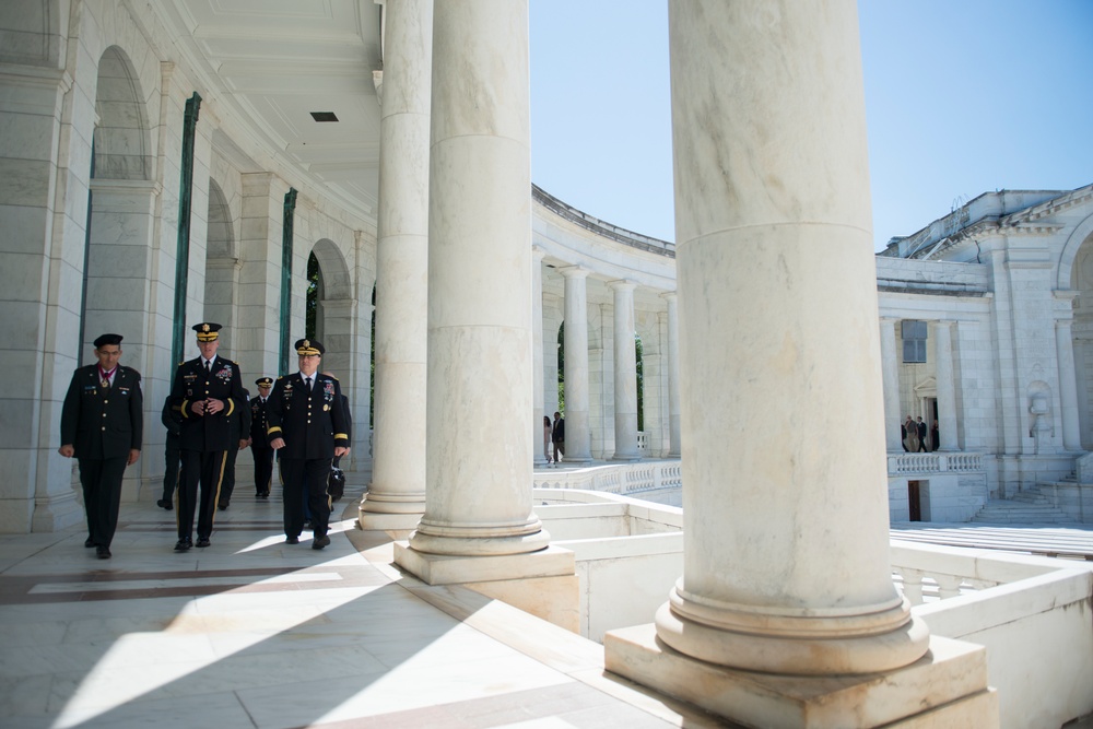 Maj. Gen. Yaacov Barak, commander, Israel Ground Forces Command participates in an Army Full Honors Wreath Laying Ceremony at the Tomb of the Unknown Soldier