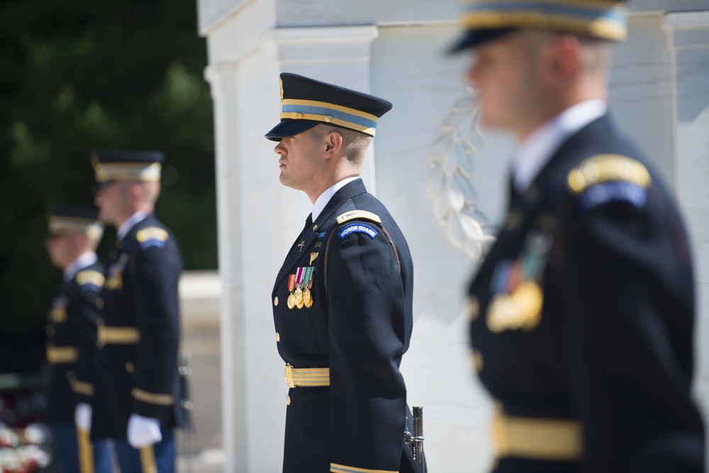 Maj. Gen. Yaacov Barak, commander, Israel Ground Forces Command participates in an Army Full Honors Wreath Laying Ceremony at the Tomb of the Unknown Soldier