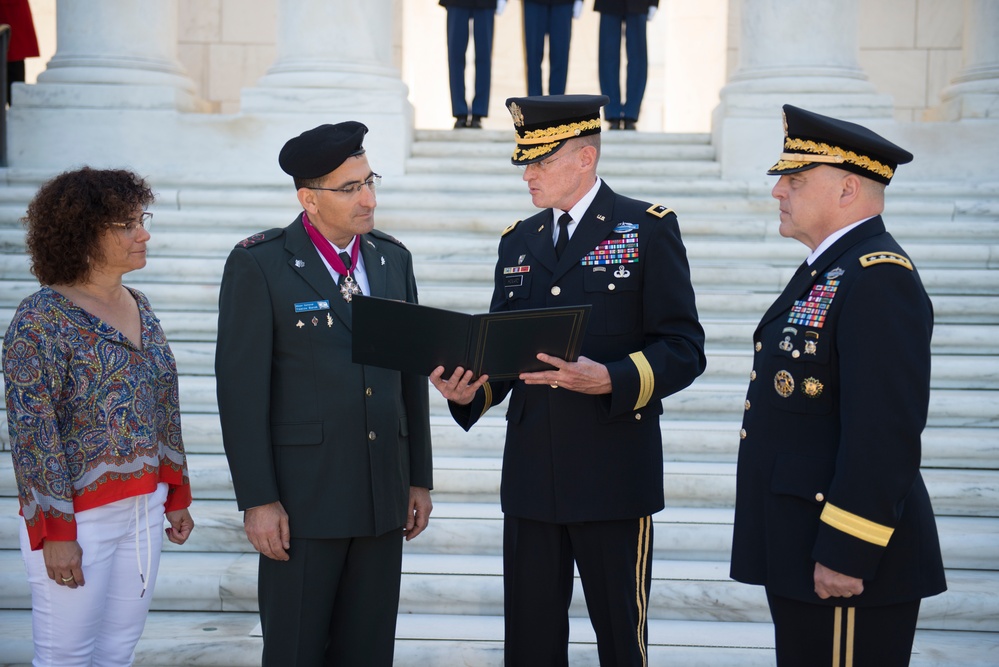 Maj. Gen. Yaacov Barak, commander, Israel Ground Forces Command participates in an Army Full Honors Wreath Laying Ceremony at the Tomb of the Unknown Soldier