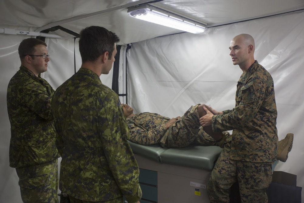 Navy Corpsmen hold training with Canadian Armed Forces medical technicians