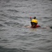 Jim Cantore treads water before mock rescue with Coast Guard Air Station Miami