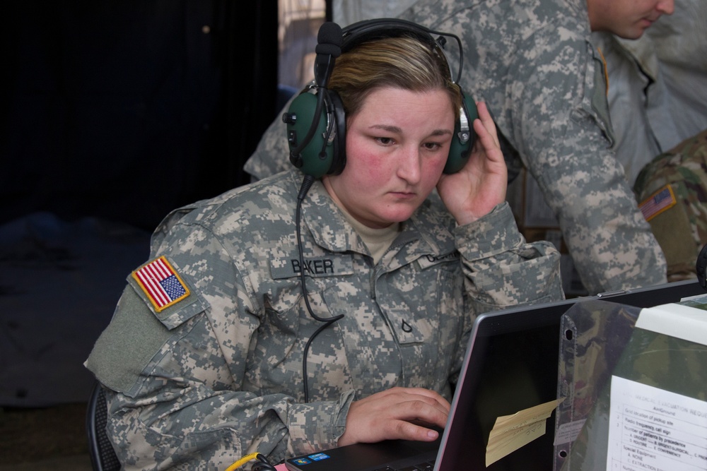 Soldier Monitors Radio
