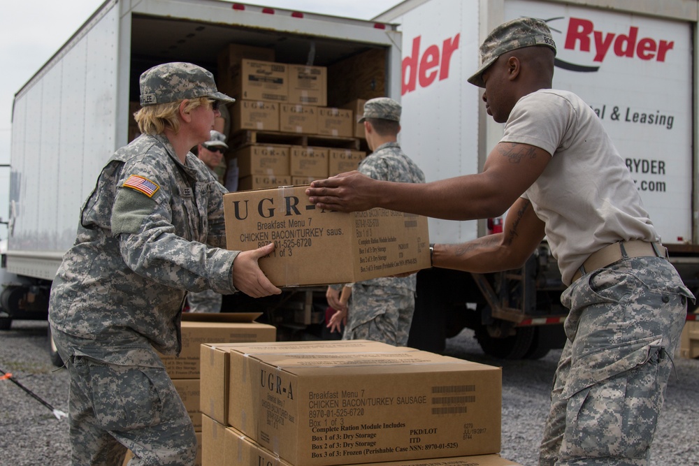 Soldiers Unload a Truck