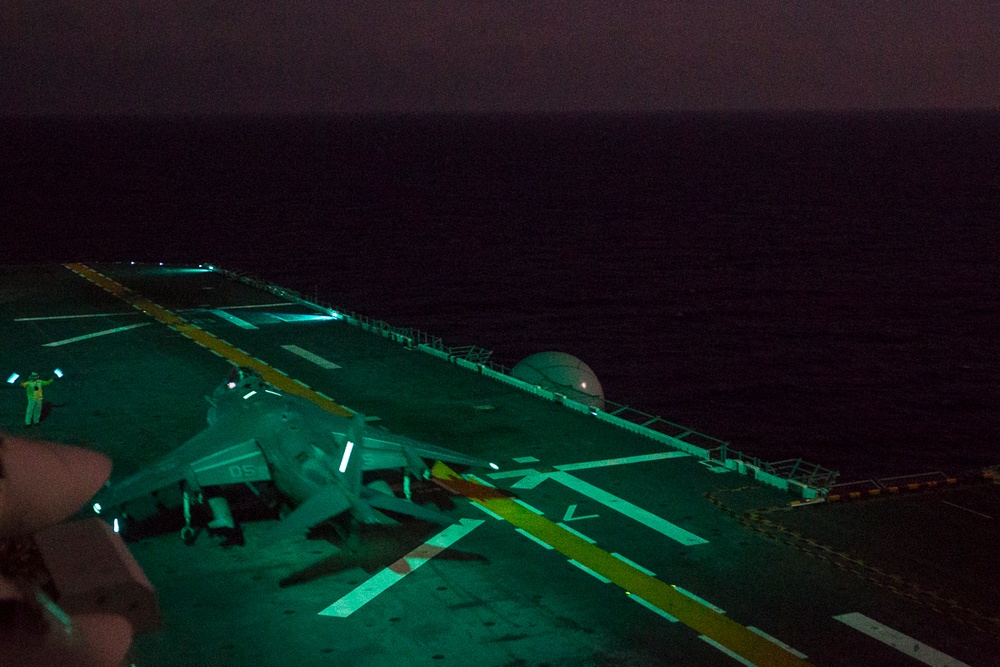 VMA-311 pilots refine night takeoff, landing aboard BHR