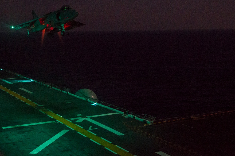 VMA-311 pilots refine night takeoff, landing aboard BHR