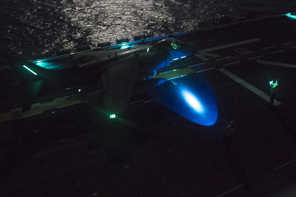 VMA-311 pilots refine night takeoff, landing aboard BHR